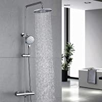 HOMELODY 40ºC Columna de Ducha Termostática Multifuncional Conjunto de ducha Latón Cromado Inoxidable Altura Ajustable…